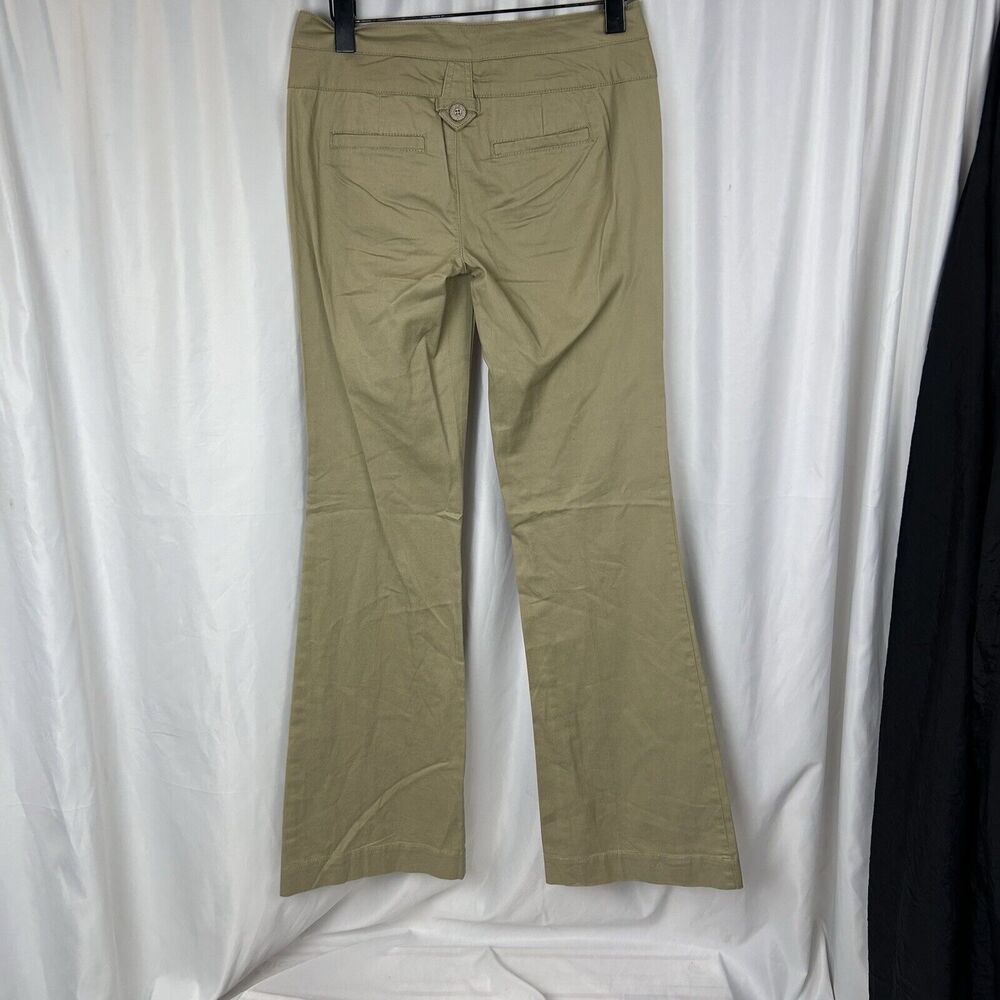 Boom Boom Jeans Womens 3 Khaki Pants Flair Leg Lightweight button Greenish Beige - Picture 8 of 10